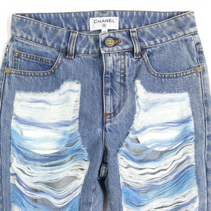 CHANEL Denim pants P60217V46019 Main: 100% cotton, Lining: 90% polyamide, Part: 65% polyester, Part: 35% cotton Indigo blue Women 34