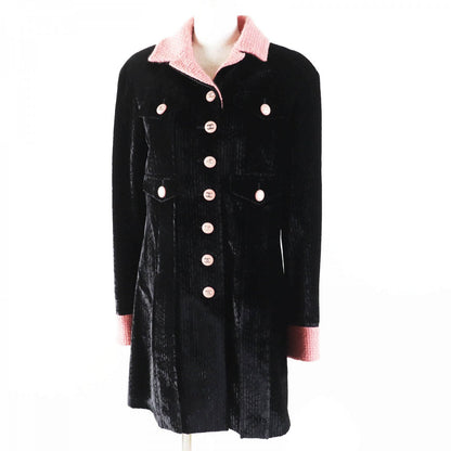CHANEL coat 22B P73309 Outer: 80% rayon, Outer: 18% silk, Outer: 2% polyester, Lining: 100% silk, Part: 97% wool Black pink Women 38