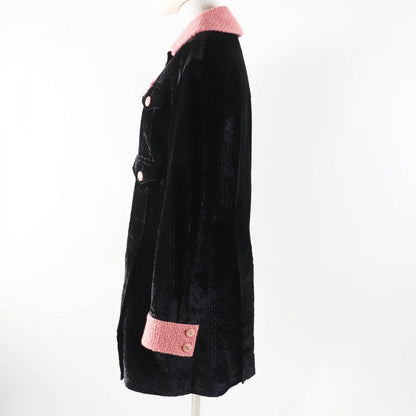 CHANEL coat 22B P73309 Outer: 80% rayon, Outer: 18% silk, Outer: 2% polyester, Lining: 100% silk, Part: 97% wool Black pink Women 38