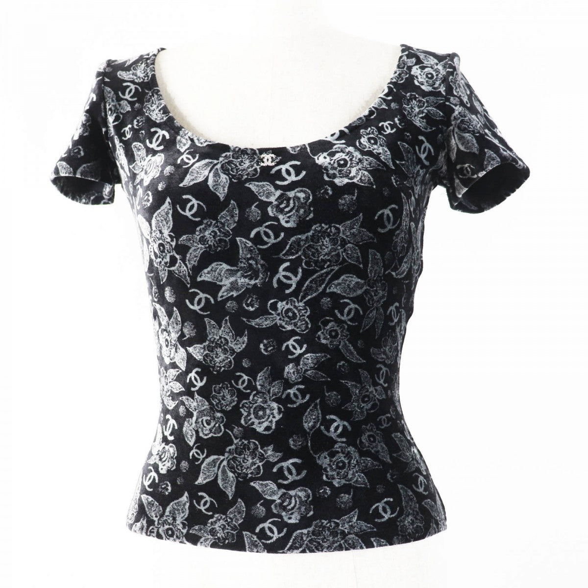 CHANEL Cut P78132 Main: 78% viscose, Main: 20% polyamide, Main: 2% elastane, Lining: 73% polyamide, Lining: 27% elastane Black Grey Women 34
