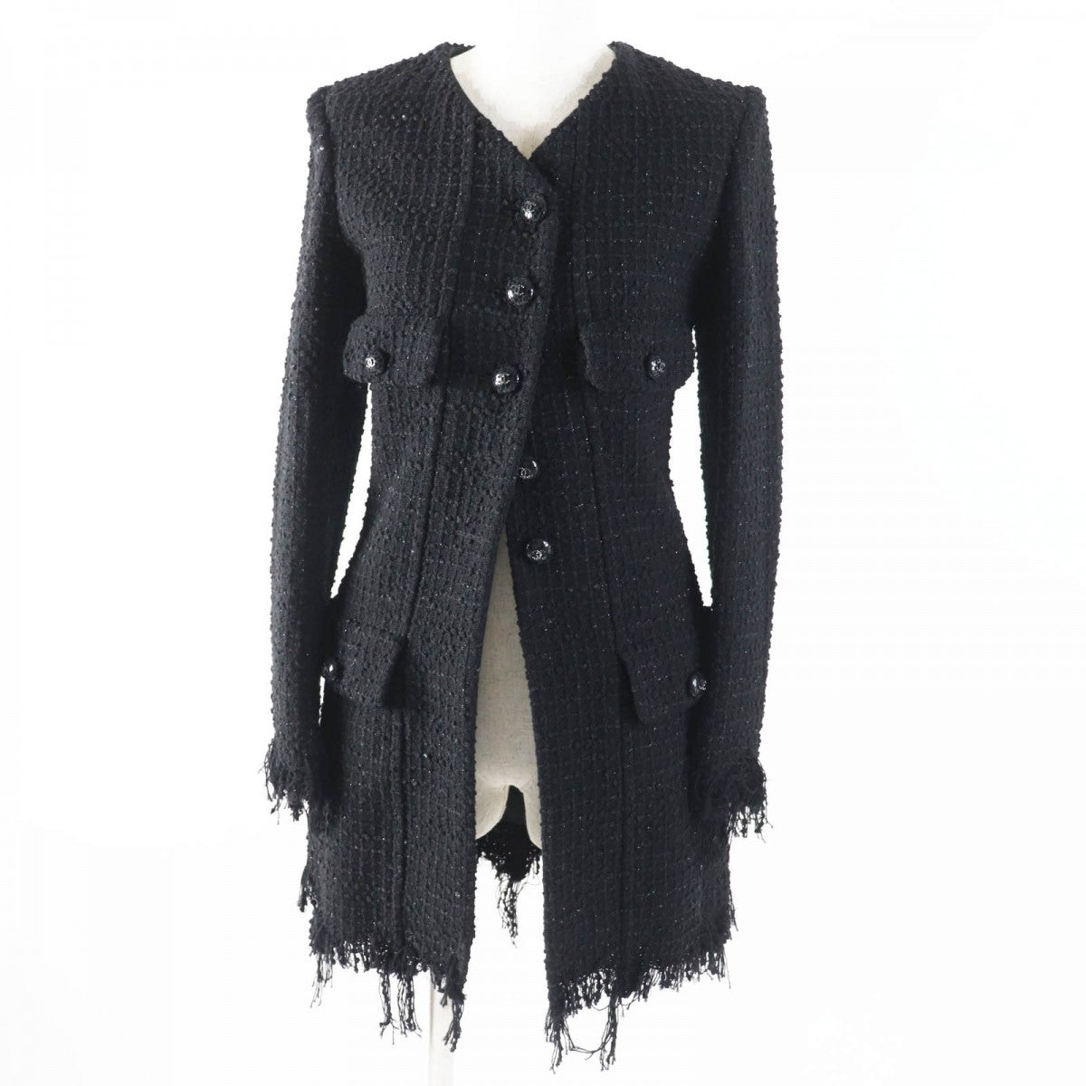 CHANEL coat 22C P71826 Main: 58% cotton, Main: 42% polyamide (nylon), Lining: 100% silk, Part: 100% cotton Black glitter Women 34