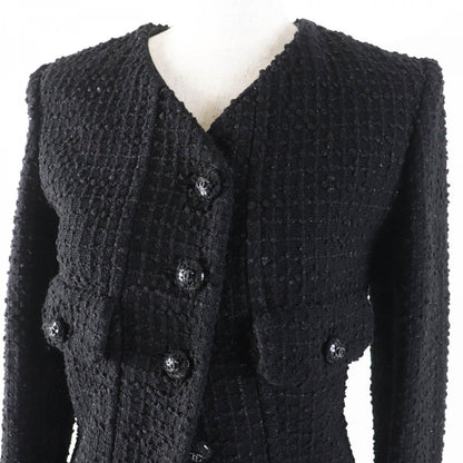 CHANEL coat 22C P71826 Main: 58% cotton, Main: 42% polyamide (nylon), Lining: 100% silk, Part: 100% cotton Black glitter Women 34