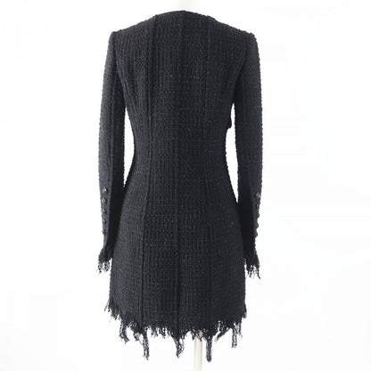 CHANEL coat 22C P71826 Main: 58% cotton, Main: 42% polyamide (nylon), Lining: 100% silk, Part: 100% cotton Black glitter Women 34