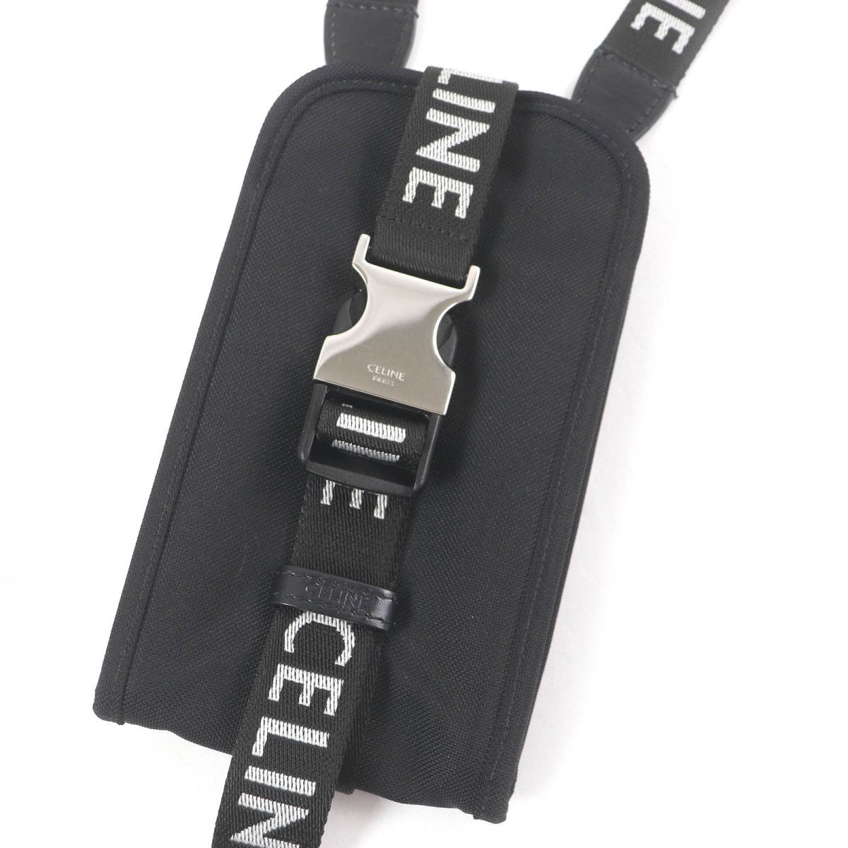 CELINE Pouch 10J21 Nylon canvas black Trekking Mobile Phone Pouch mens(Unisex)