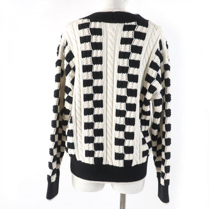 CHANEL knit P74123K10621 Main: 97% cashmere, Main: 2% polyamide, Main: 1% polyurethane White black Women 38