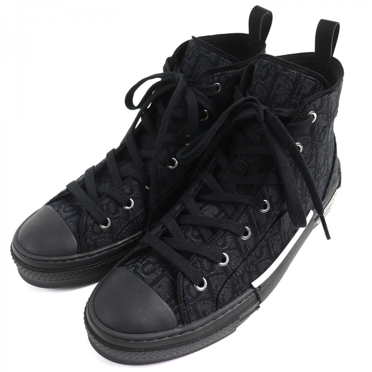 Dior HOMME High cut sneakers 3SH126ZSA H969 Cotton, Technical Fabric black Dior Oblique B23 mens 43