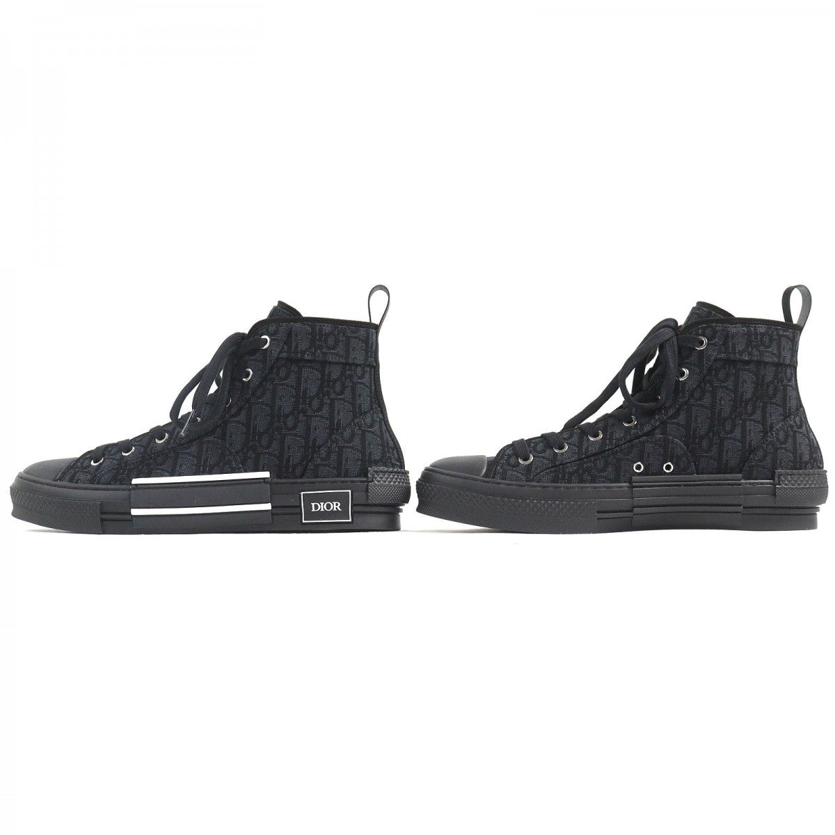 Dior HOMME High cut sneakers 3SH126ZSA H969 Cotton, Technical Fabric black Dior Oblique B23 mens 43