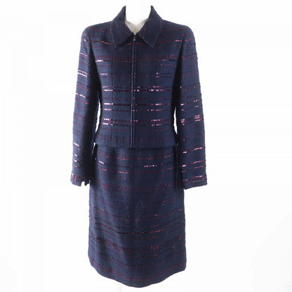 CHANEL setup 00A P16208 Main: 70% wool, Main: 22% PVC, Main: 8% cotton, Lining: 100% silk Navy Bordeaux Women 38