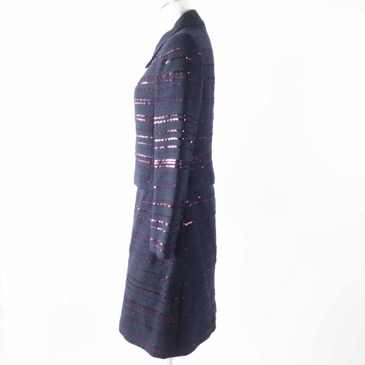 CHANEL setup 00A P16208 Main: 70% wool, Main: 22% PVC, Main: 8% cotton, Lining: 100% silk Navy Bordeaux Women 38