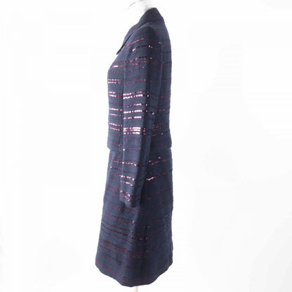 CHANEL setup 00A P16208 Main: 70% wool, Main: 22% PVC, Main: 8% cotton, Lining: 100% silk Navy Bordeaux Women 38