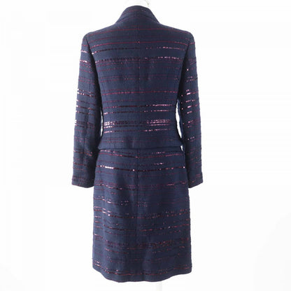 CHANEL setup 00A P16208 Main: 70% wool, Main: 22% PVC, Main: 8% cotton, Lining: 100% silk Navy Bordeaux Women 38