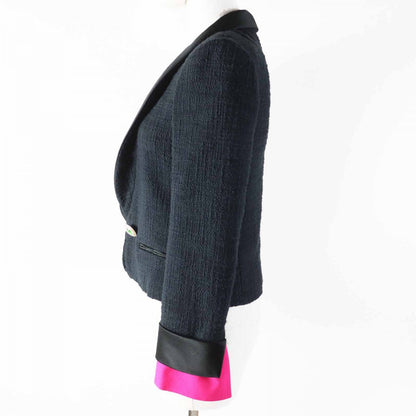 CHANEL Jacket 12A P43994 Outer: 100% cotton, Part: 100% silk, Part: 100% silk, Lining: 100% silk Black Rose Women 36