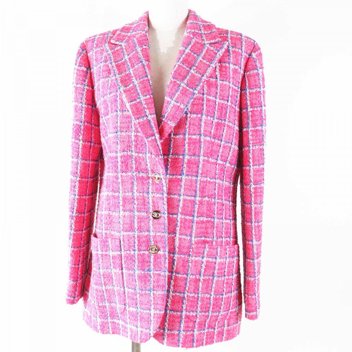 CHANEL Jacket 24P P76732 Main: 41% cotton, Main: 32% polyamide (nylon), Main: 20% acrylic, Main: 7% viscose (rayon), Lining: 65% cotton Pink Blue White Women 38
