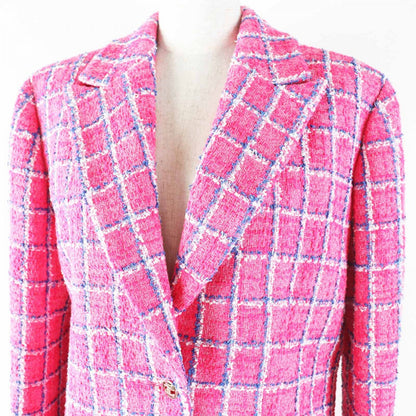 CHANEL Jacket 24P P76732 Main: 41% cotton, Main: 32% polyamide (nylon), Main: 20% acrylic, Main: 7% viscose (rayon), Lining: 65% cotton Pink Blue White Women 38