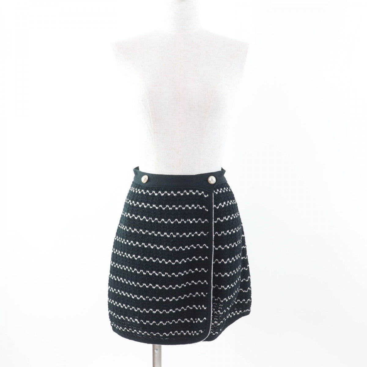 CHANEL Wrap skirt P49277 Main: 65% cotton, 26% rayon, 9% nylon Black White Women 34