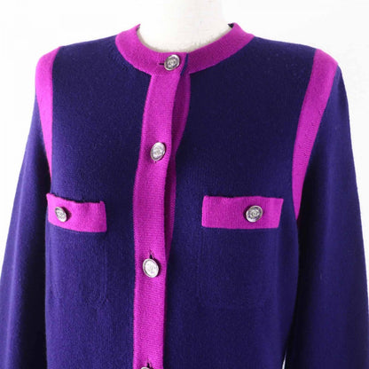 CHANEL cardigan P75656 Main: 100% cashmere Navy purple Women 36