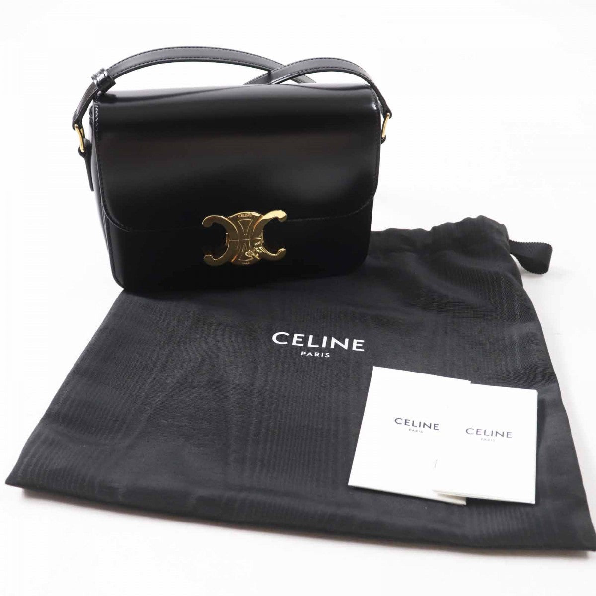 CELINE Shoulder Bag 18842 Main: Calfskin black Teen Triomphe Women