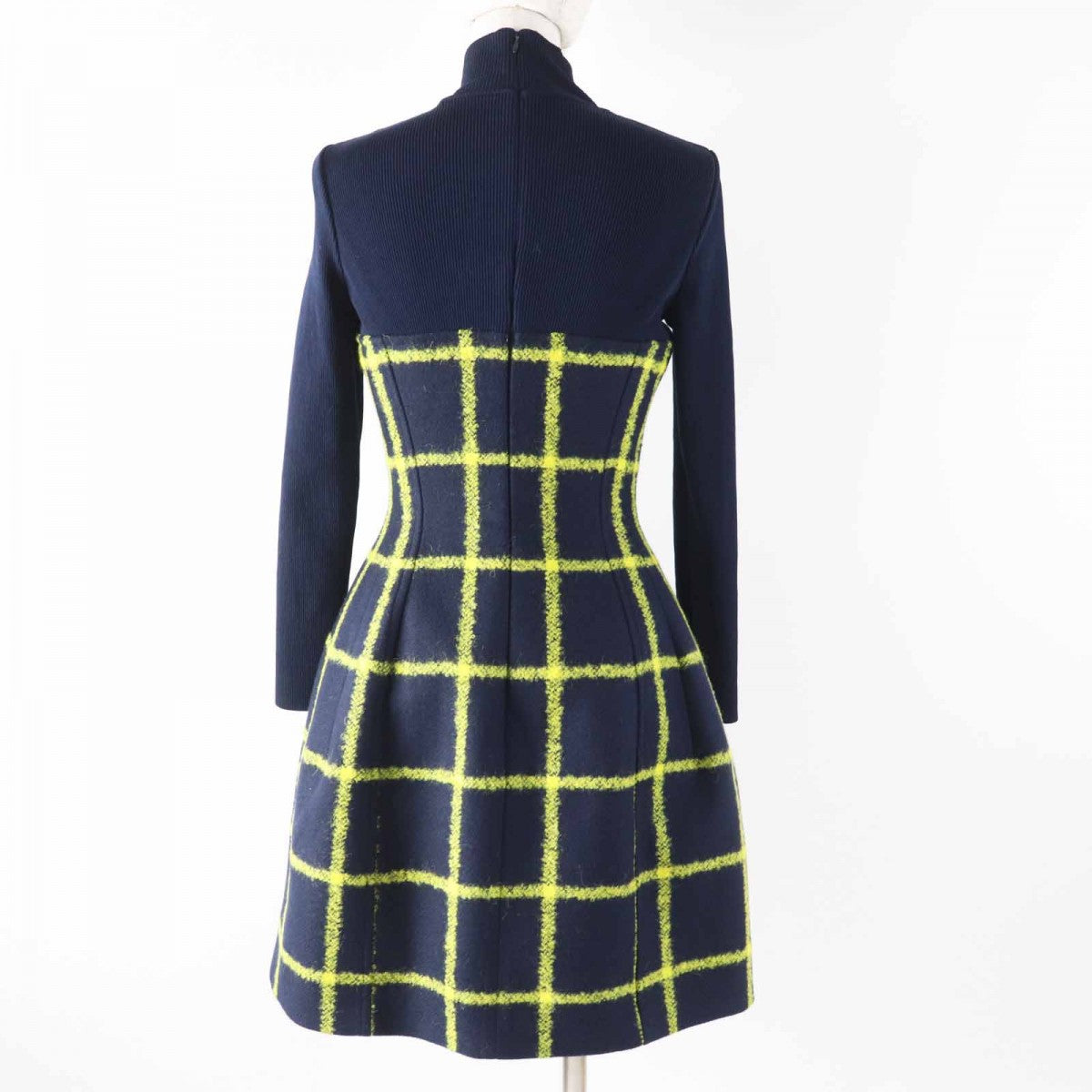 Christian Dior one piece 5A21617A1161 Main: 81% wool, Main: 15% mohair, Main: 4% nylon, Lining: 100% silk, Part: 90% cotton Navy yellow Women 38