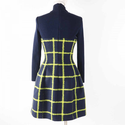 Christian Dior one piece 5A21617A1161 Main: 81% wool, Main: 15% mohair, Main: 4% nylon, Lining: 100% silk, Part: 90% cotton Navy yellow Women 38