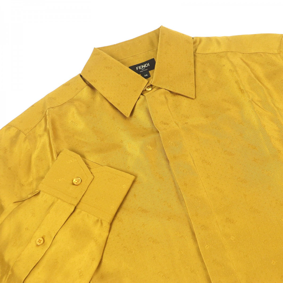 FENDI Long sleeve shirt FS0808 Main: 100% silk yellow mens 38