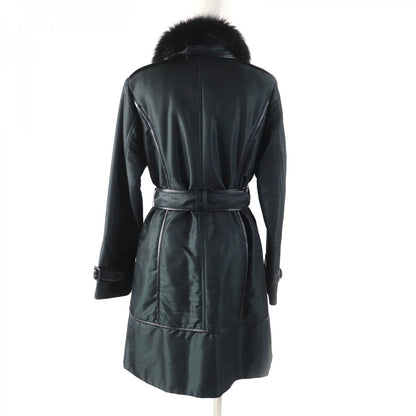 BURBERRY LONDON coat Outer: 100% polyester, Part: Sheepskin, Fur: Fox, Part: Cowhide, Filling: 100% polyester Dark green Women 38