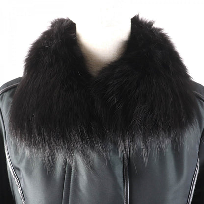 BURBERRY LONDON coat Outer: 100% polyester, Part: Sheepskin, Fur: Fox, Part: Cowhide, Filling: 100% polyester Dark green Women 38