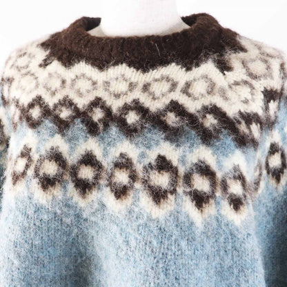 CELINE knit 2A55U120O Main: 100% wool Light Blue Brown White Women S