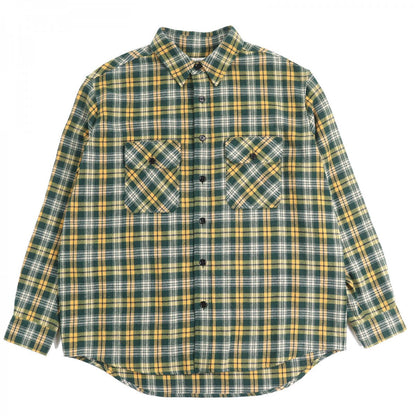 CELINE Long sleeve shirt 2C574954R Outer material: 52% cotton, Outer material: 34% wool, Outer material: 12% nylon, Outer material: 2% polyester Green Yellow type Loose Lumberjack mens 41