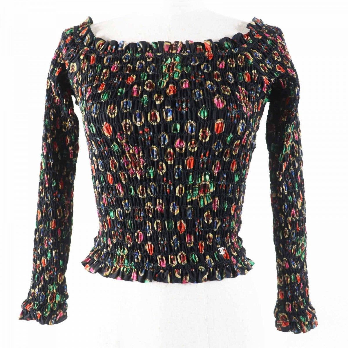 CHANEL blouse P70157 Main: 60% polyester, Main: 40% elastane, Lining: 73% polyamide, Lining: 27% elastane black multi Women 34