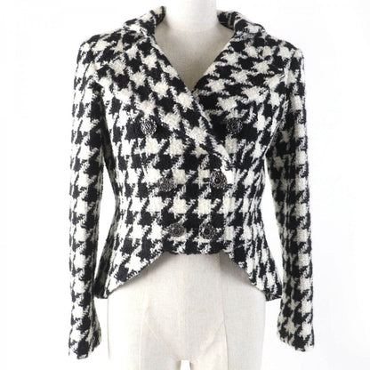 CHANEL Jacket P62358V47832 Main: 75% wool, Main: 15% polyamide (nylon), Main: 10% viscose (rayon), Lining: 61% wool, Lining: 16% silk Black White Women 36