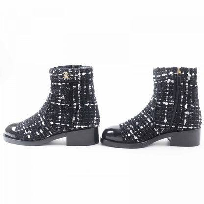 CHANEL short boots G36763 Main: Tweed, Part: Patent leather Black White Women 36