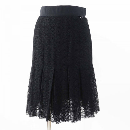 CHANEL Pleated skirt P51456 Main: 94% cotton, Main: 6% nylon, Lining: 100% silk black Women 36