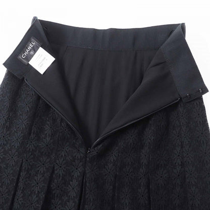 CHANEL Pleated skirt P51456 Main: 94% cotton, Main: 6% nylon, Lining: 100% silk black Women 36