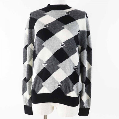 CHANEL knit P71459 Main: 100% cashmere, part: 90% cashmere, part: 10% polyamide Black gray white Women 34