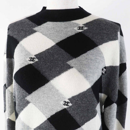 CHANEL knit P71459 Main: 100% cashmere, part: 90% cashmere, part: 10% polyamide Black gray white Women 34