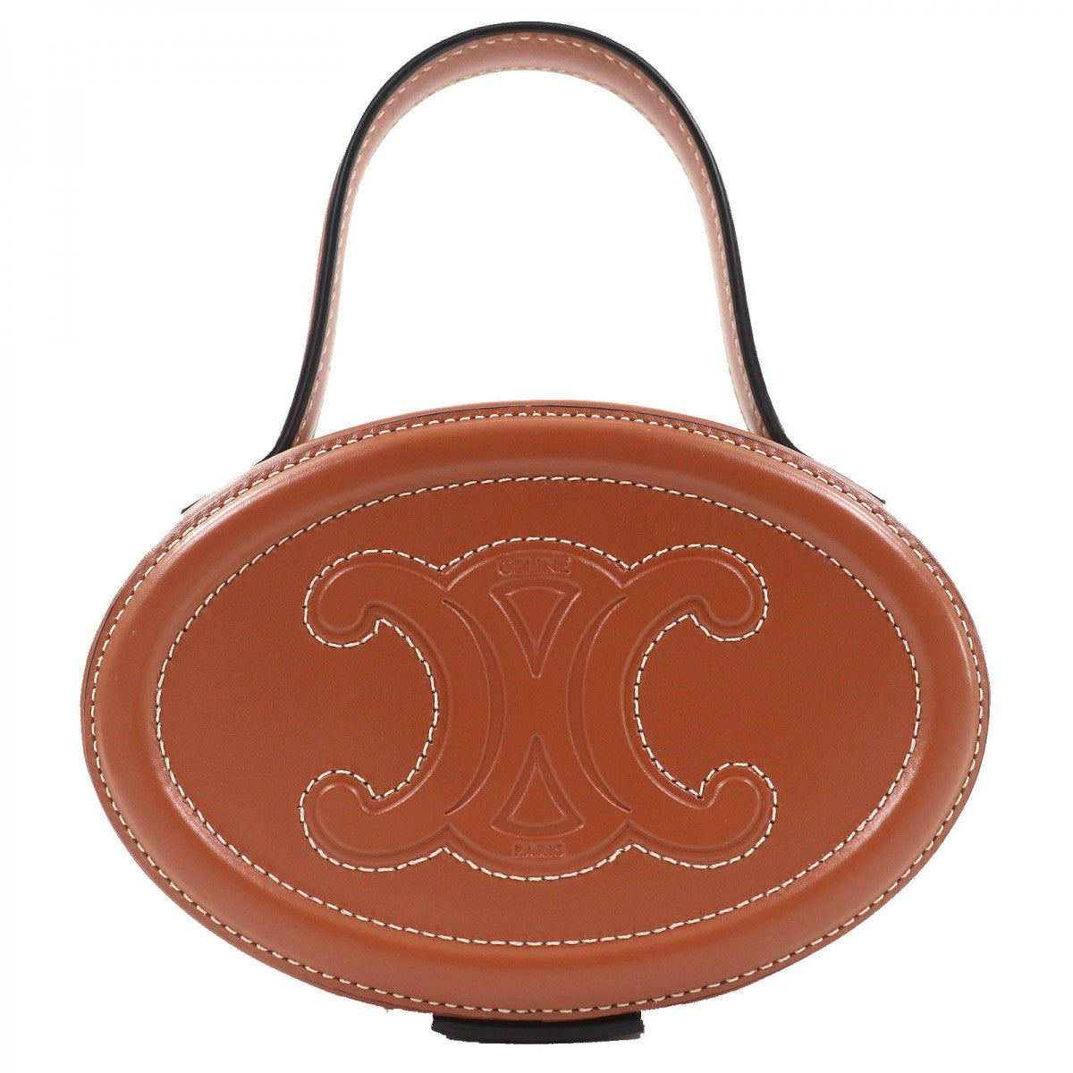 CELINE Handbag 198613 Main: Leather Tan (Brown) Oval Menodiaire Cuir Triomphe Women