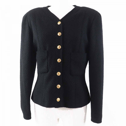 CHANEL Jacket Main: 100% wool, Lining: 100% silk Black gold Women 40