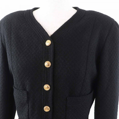 CHANEL Jacket Main: 100% wool, Lining: 100% silk Black gold Women 40