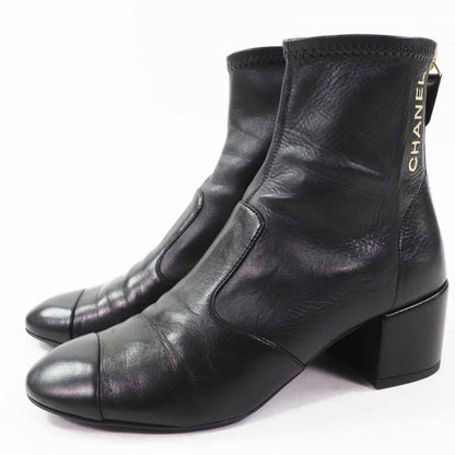 CHANEL short boots G39160 Main: Leather Black gold Women 35.5