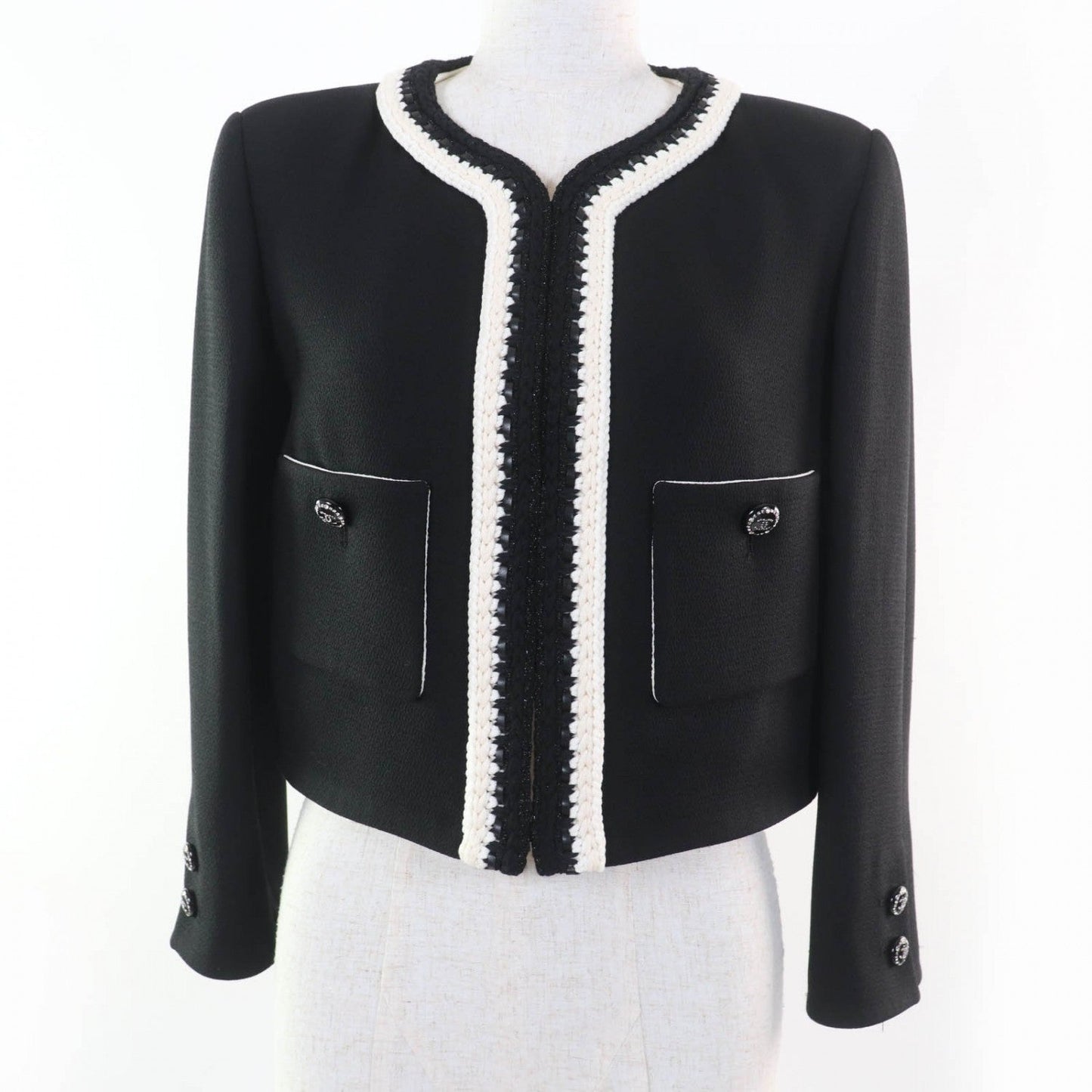 CHANEL Jacket 22C P71865V63363 silk black 36