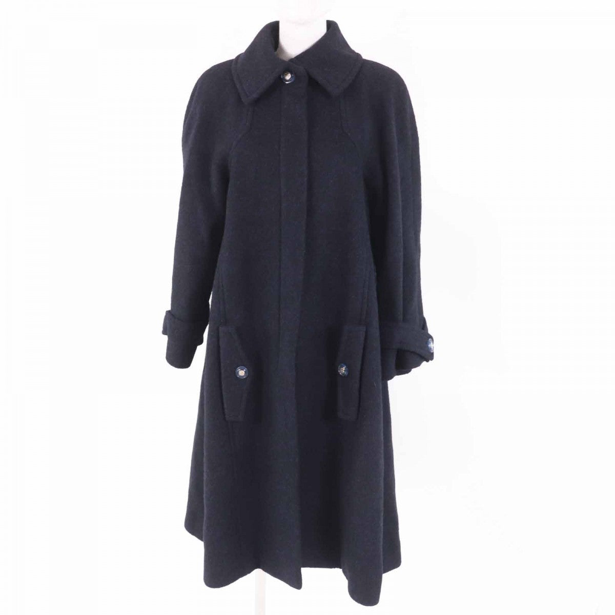 CHANEL coat P62024 Main: 86% alpaca, Main: 10% polyamide (nylon), Main: 4% wool, Lining: 100% silk Dark navy Women 38