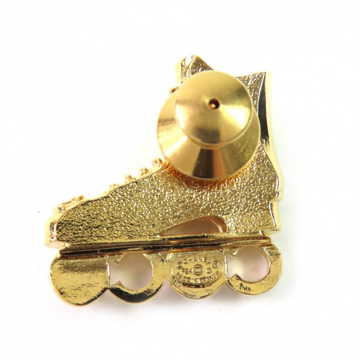 CHANEL Brooch F24 Gold Plated, Faux Pearl, Rhinestone gold COCO Mark Roller Skating Brooch Women