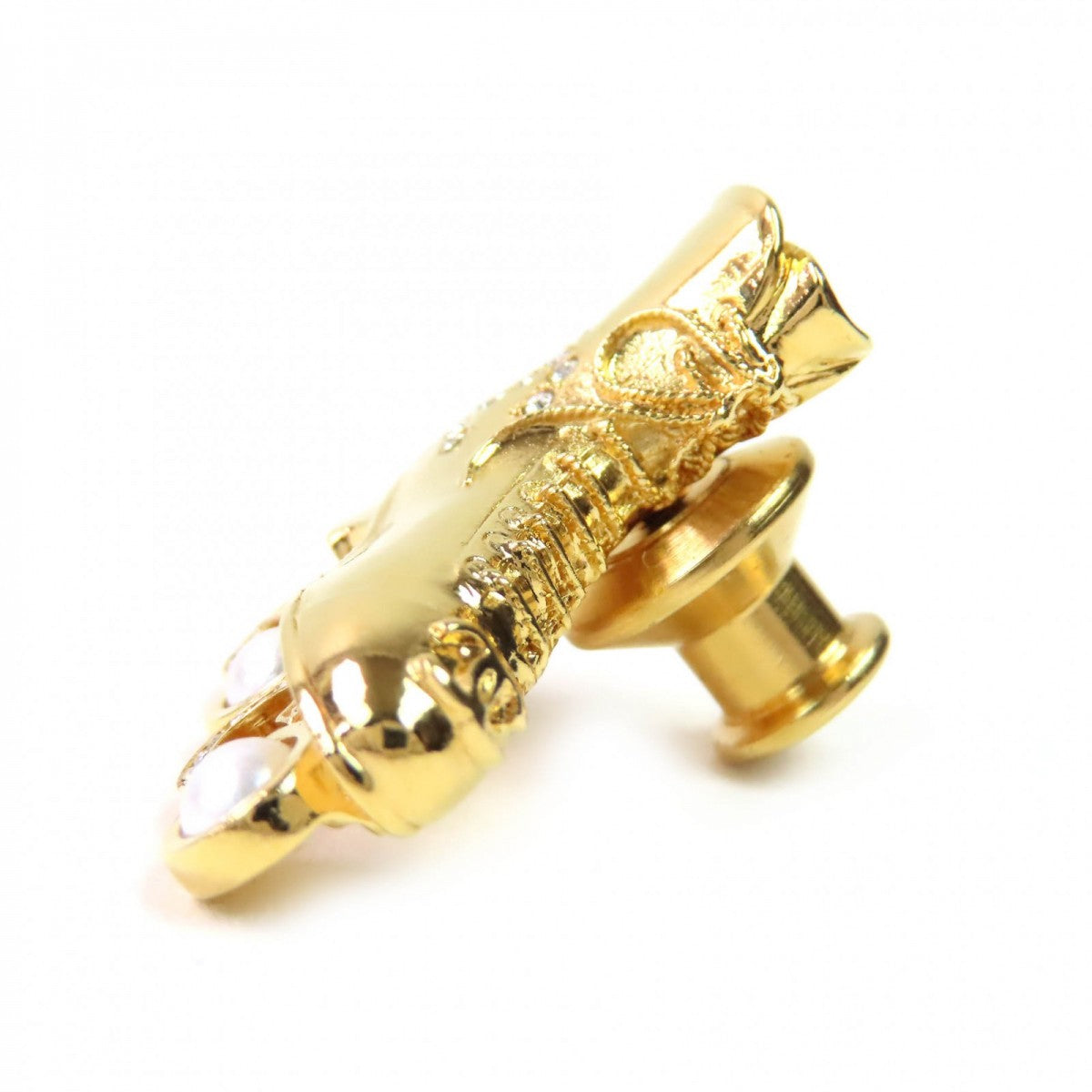 CHANEL Brooch F24 Gold Plated, Faux Pearl, Rhinestone gold COCO Mark Roller Skating Brooch Women