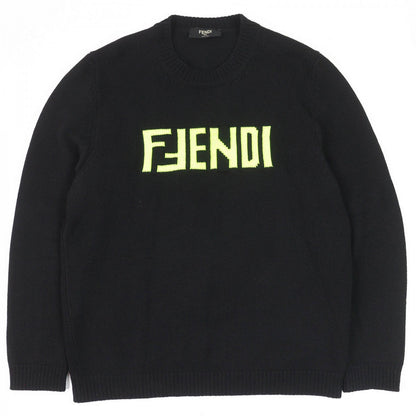 FENDI knit FZZ469 Main: 100% cashmere, Part: 100% nylon Black neon yellow mens 54