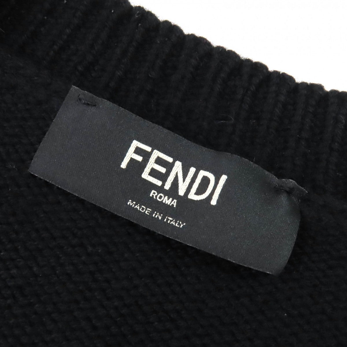 FENDI knit FZZ469 Main: 100% cashmere, Part: 100% nylon Black neon yellow mens 54