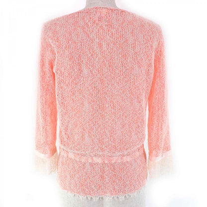 CHANEL cardigan P38256 Outer material: 40% cotton, Outer material: 37% rayon, Outer material: 23% nylon, Lining: 100% polyamide (nylon) salmon pink white Women 36