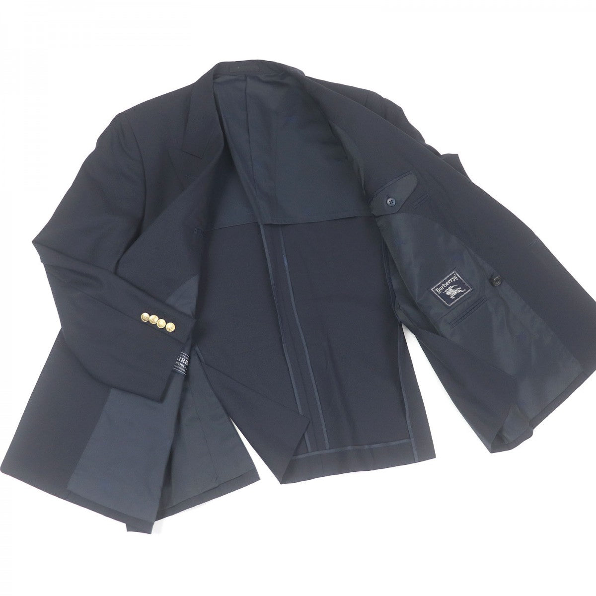 BURBERRY tailored jacket Outer: 99% wool, Outer: 1% nylon, Lining: polyester, Lining: cupra Navy mens