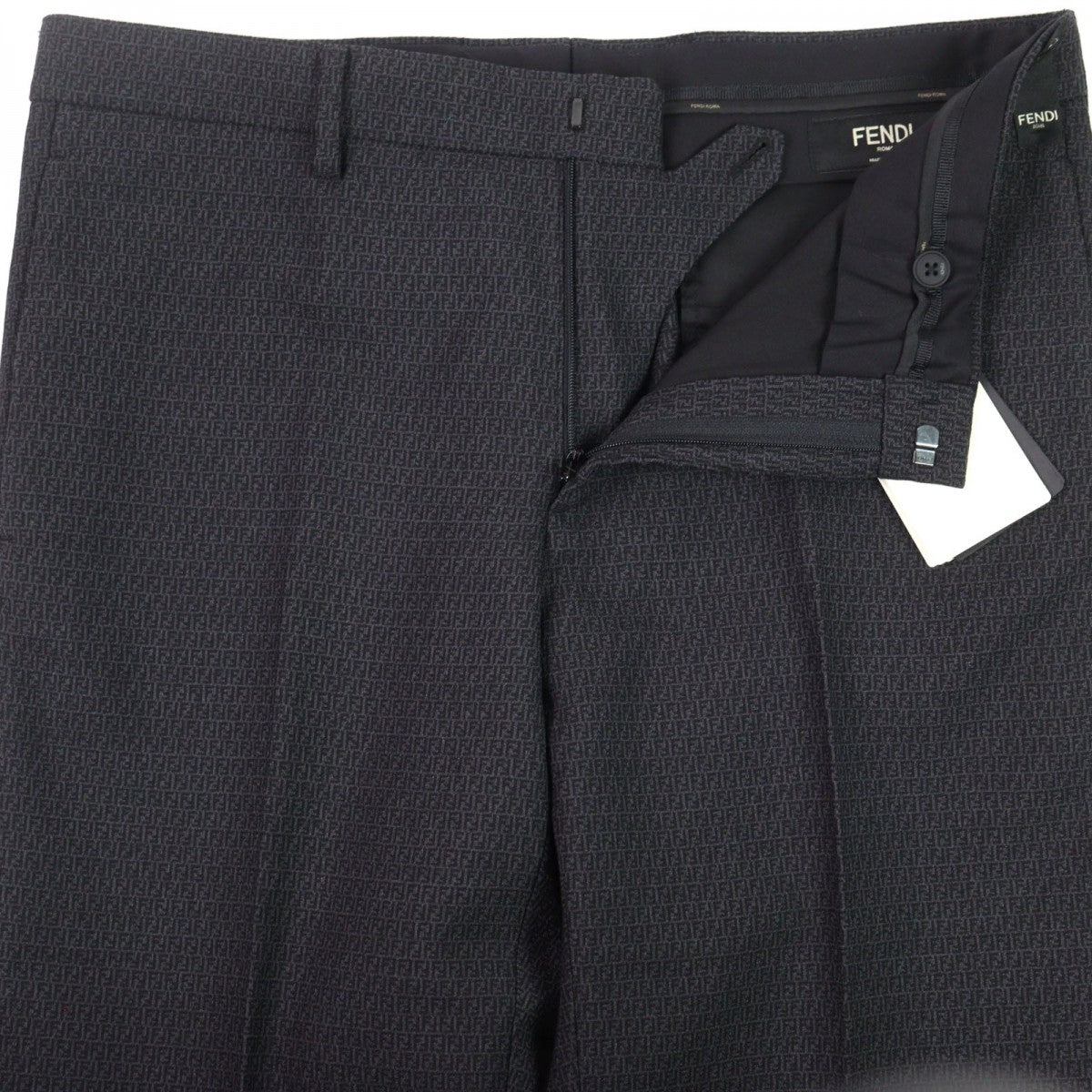 FENDI Pants FB0377 Outer: 88% virgin wool, Outer: 12% nylon, Lining: 100% rayon Gray type All-over pattern mens 50
