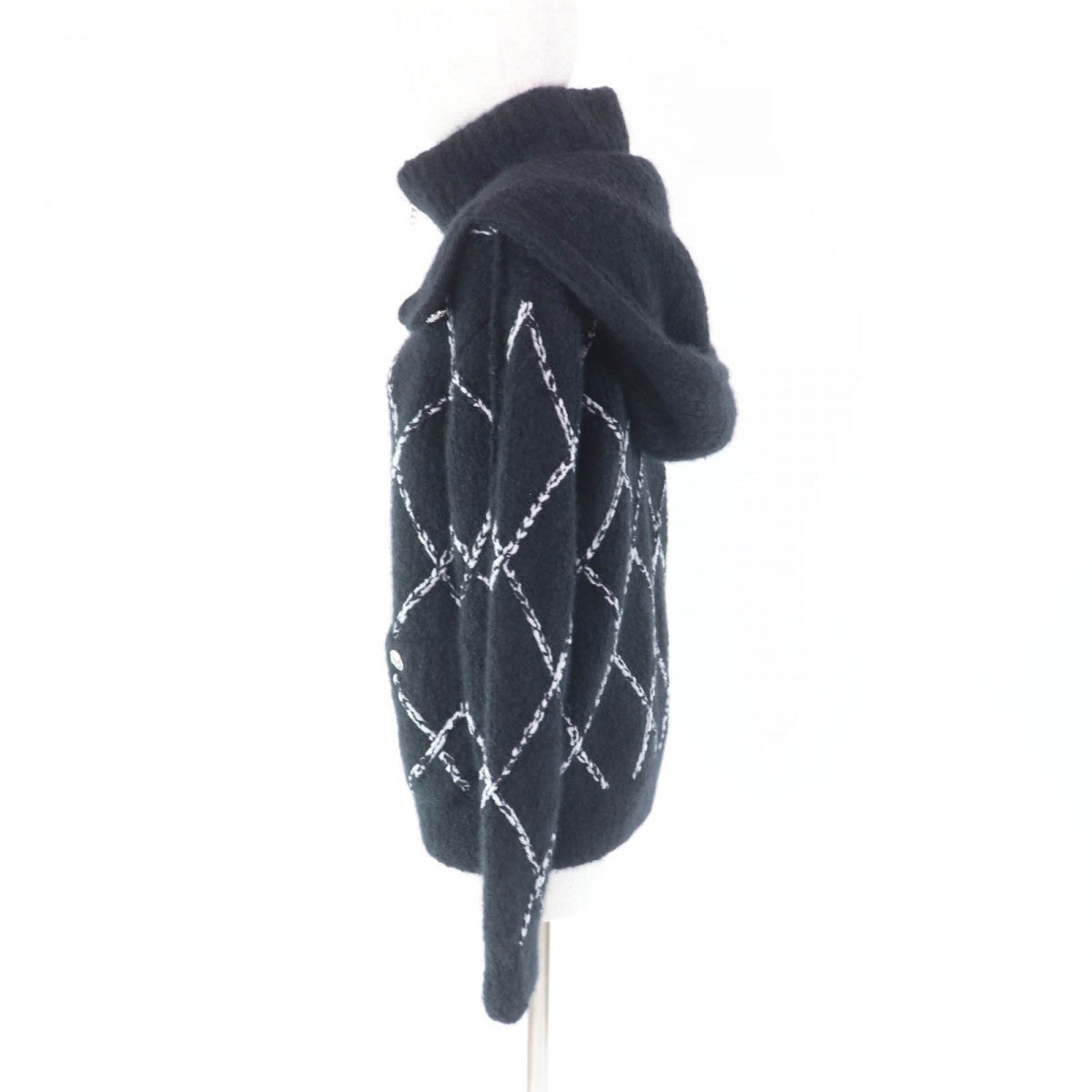 CHANEL Jacket P74369 Main: 63% cashmere, Main: 24% silk, Main: 13% nylon Black White Women 38