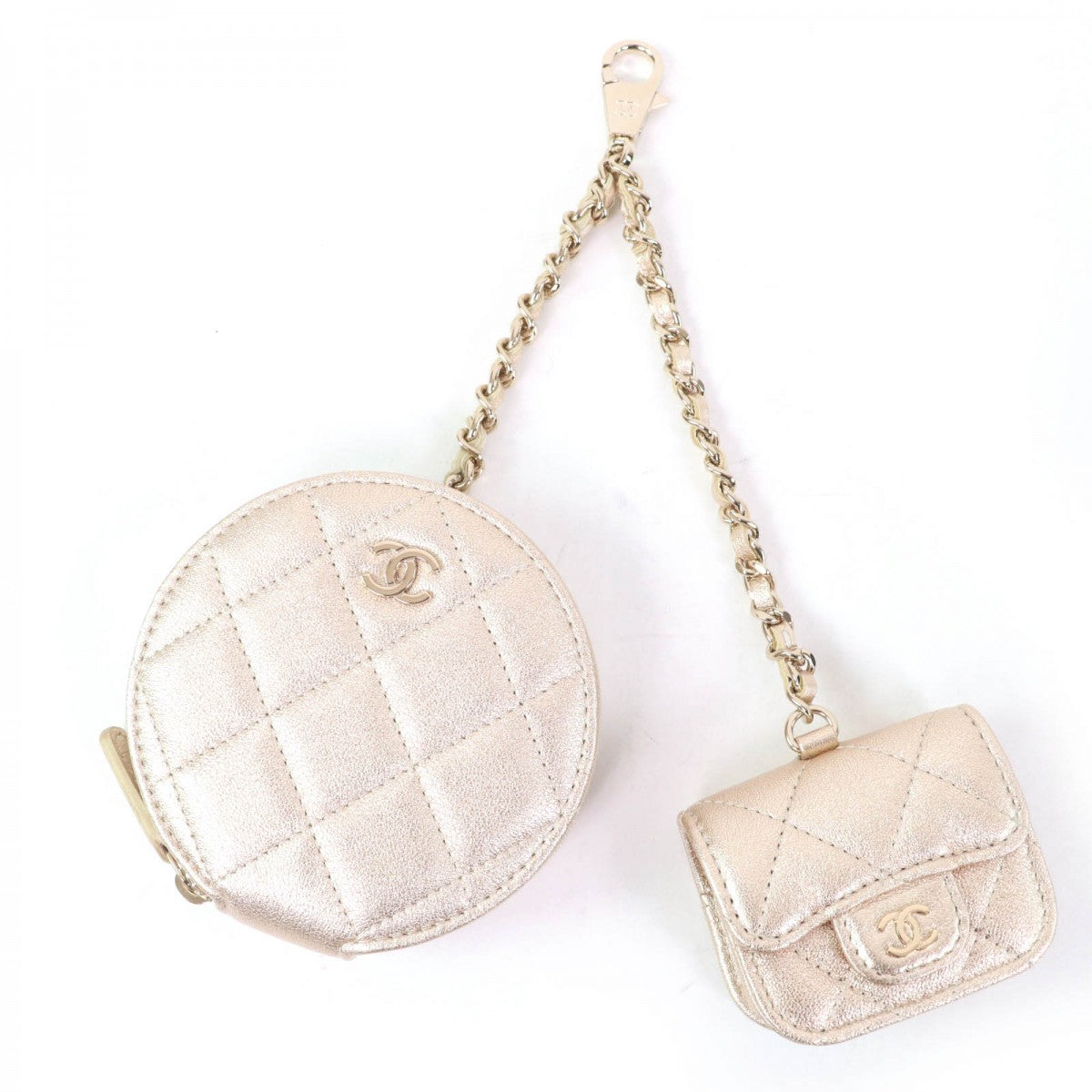 CHANEL Coin case AP2199 Lambskin, Leather pink Matelasse Coin case AirPods Pro case 2024 Years Gift Women